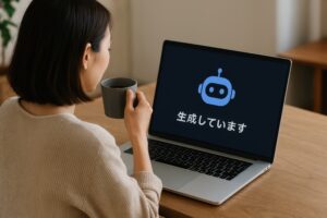 AI生成を見守る女性