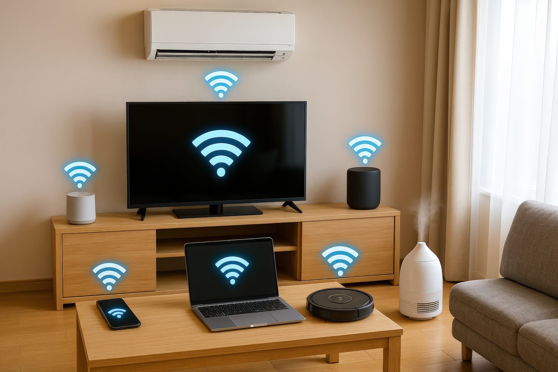 スマート家電とWi-Fi接続のリビング