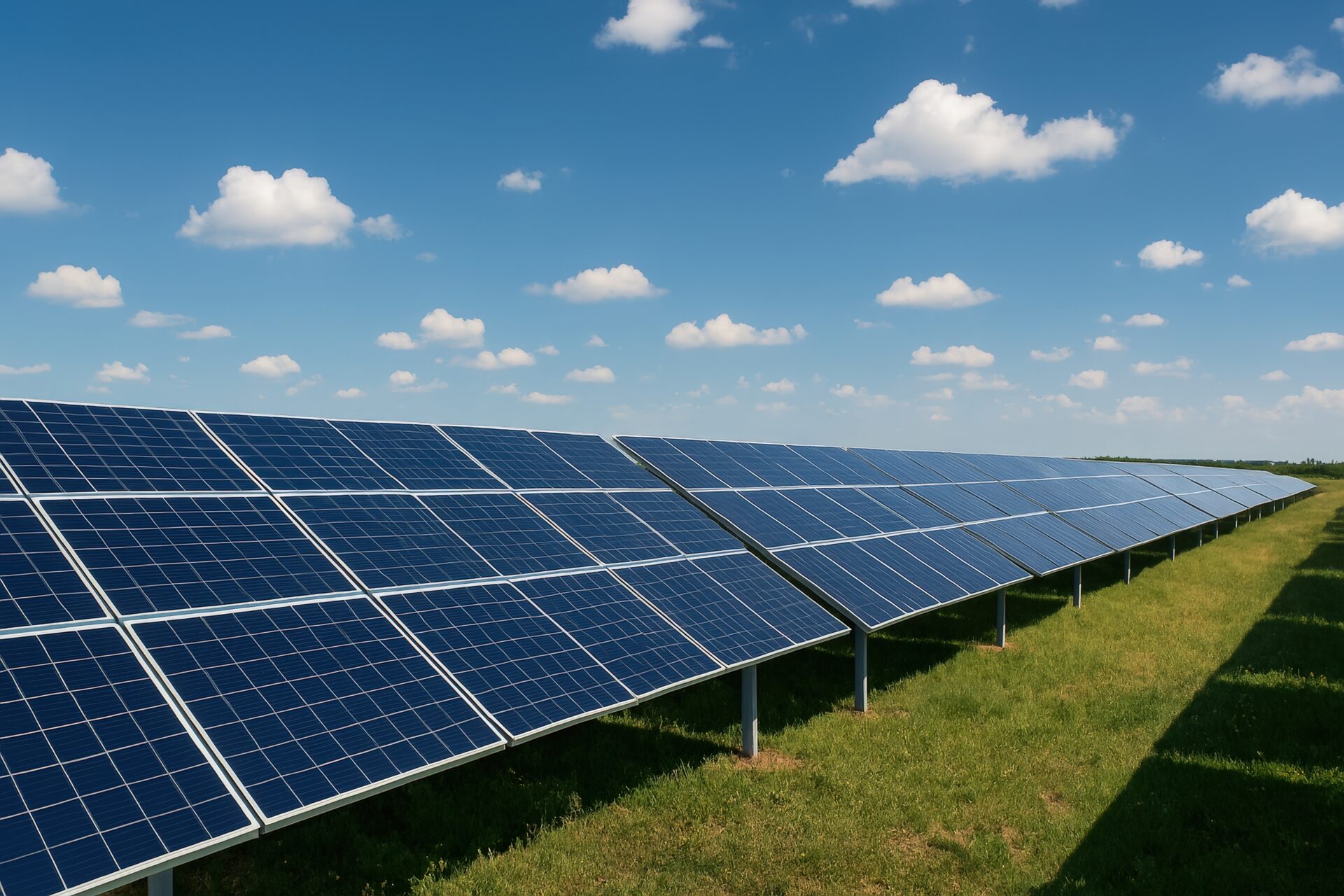 広がるソーラーパネルの列