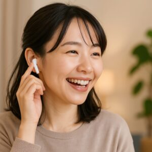 リラックスしながら音楽を聴く女性