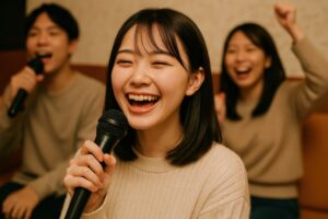 笑顔で歌う若者たち