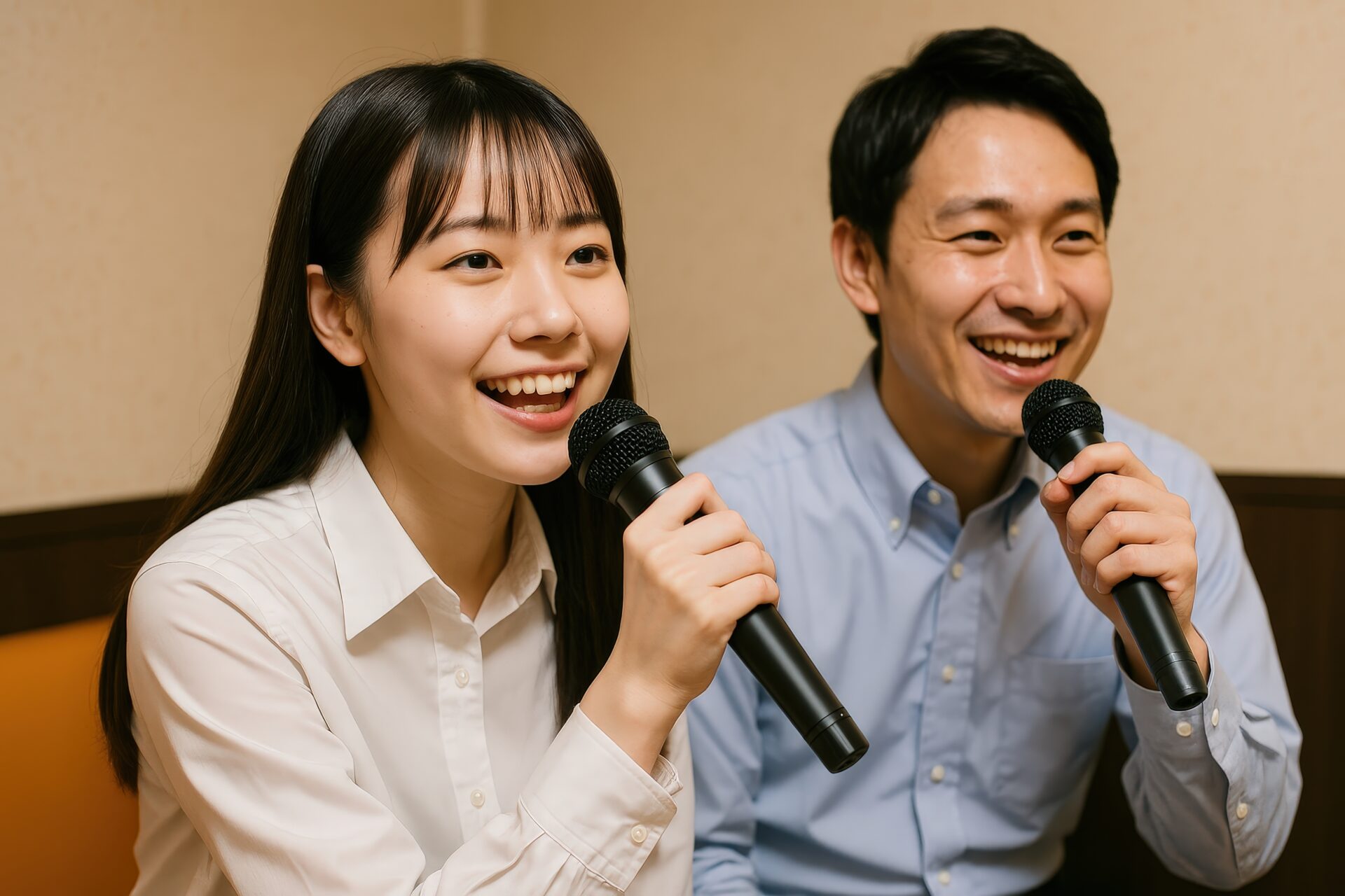 カラオケを楽しむ男女