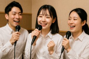 カラオケを満喫する若者たち