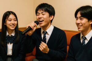 学生グループのカラオケ風景