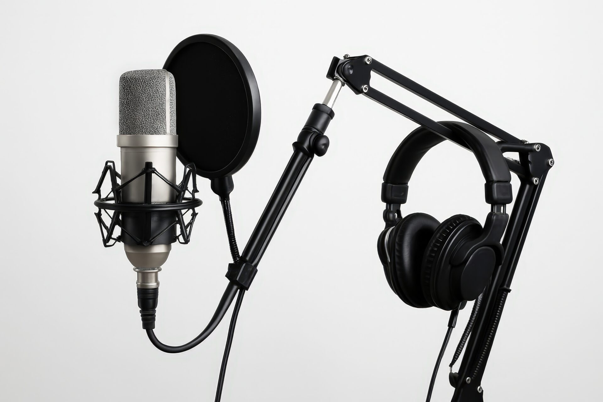 録音用マイクとヘッドホンセット（シルバー）