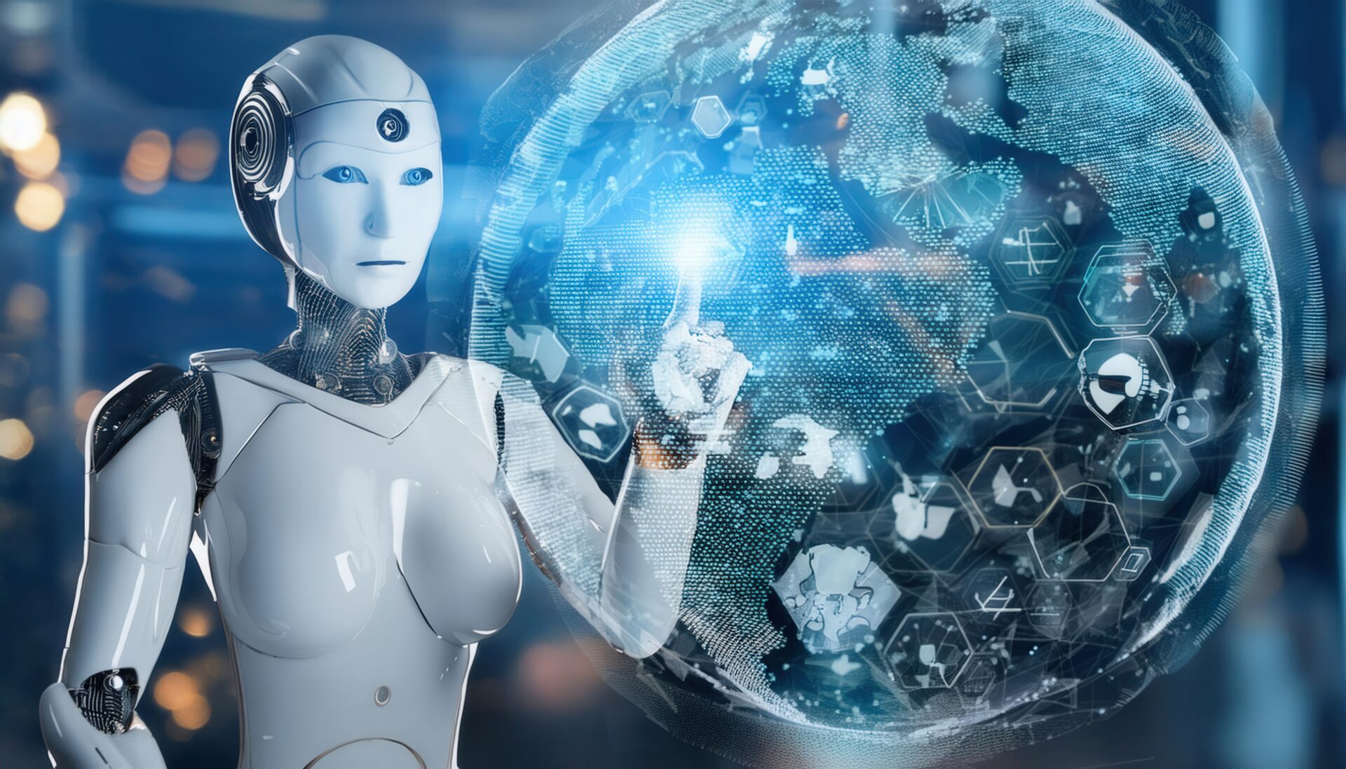 地球のホログラムを操作するロボット