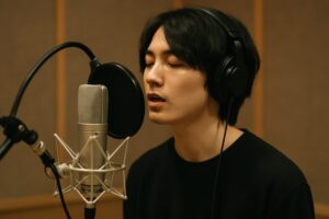 レコーディング中の若い男性2