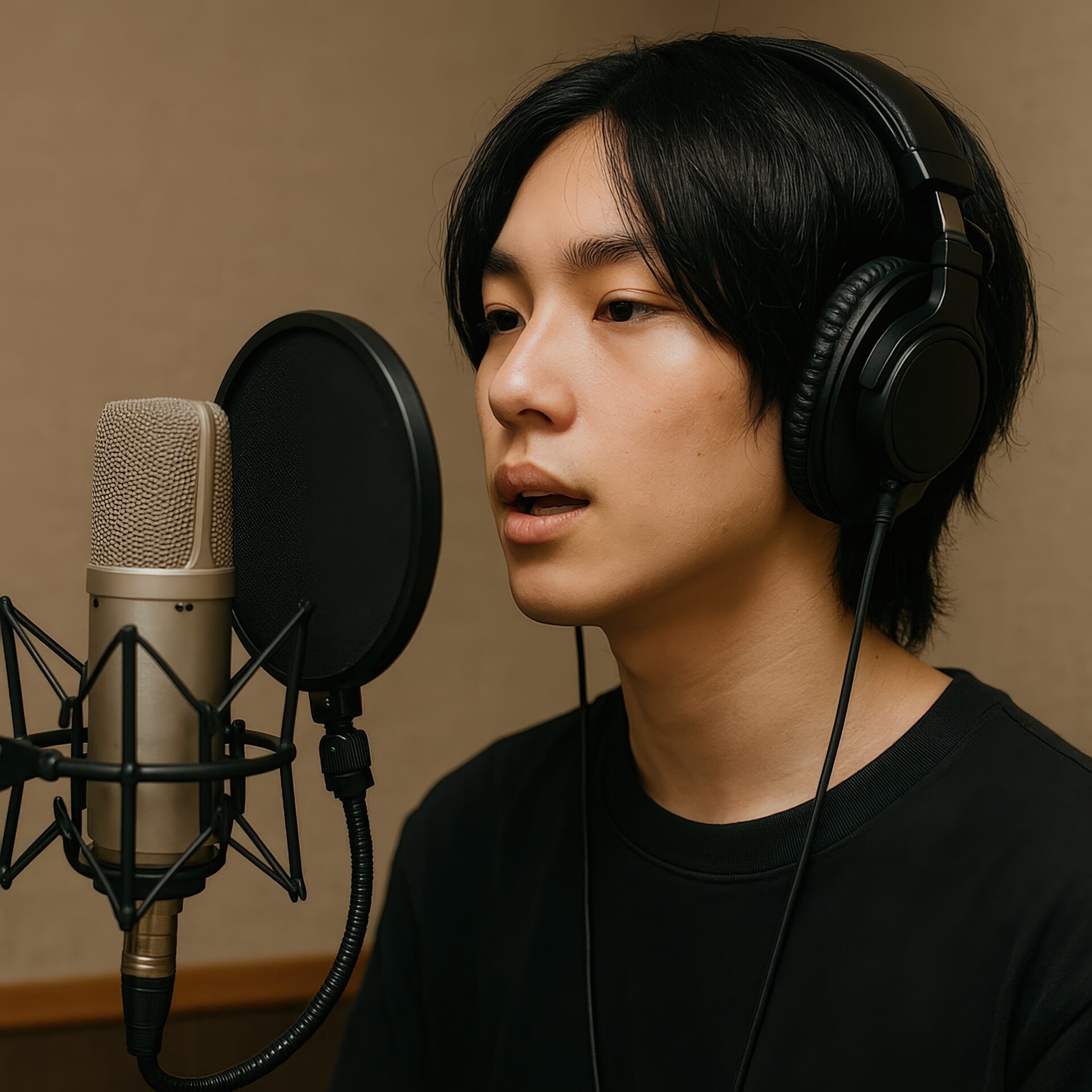 レコーディング中の若い男性3