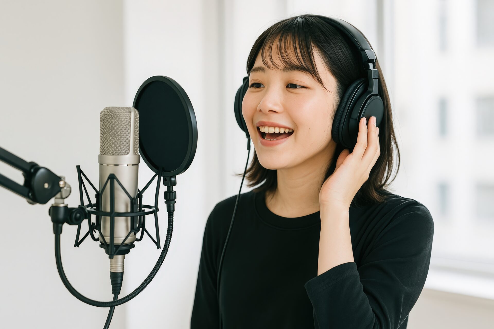 レコーディング中の若い女性5