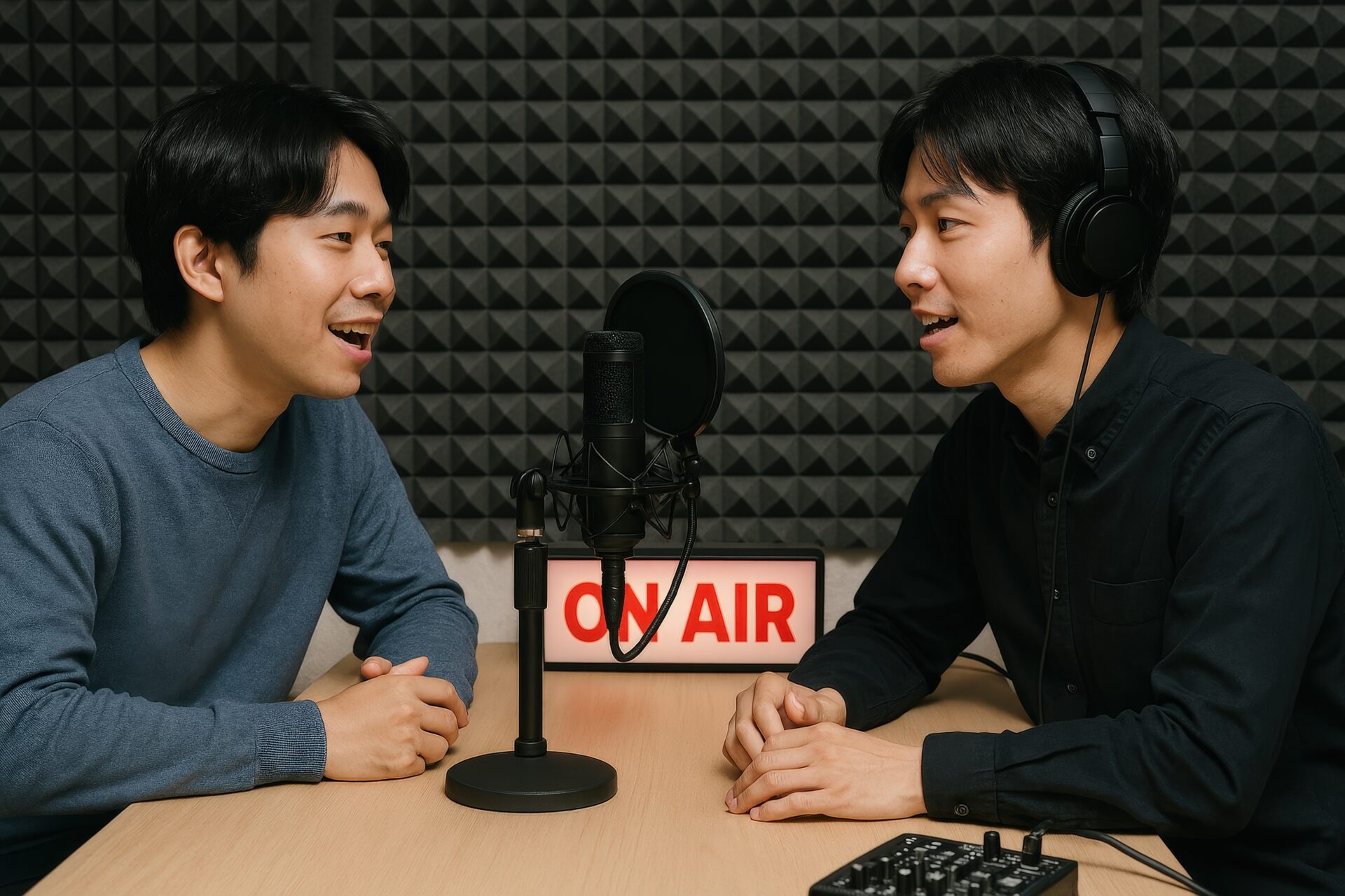 ポッドキャスト中の会話シーン1