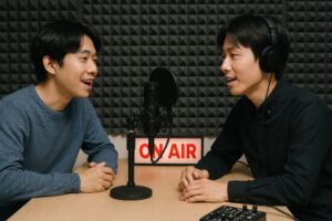 ポッドキャスト中の会話シーン1