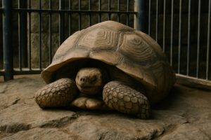 前を見つめるゾウガメ