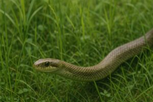 視線を向けるアオダイショウ