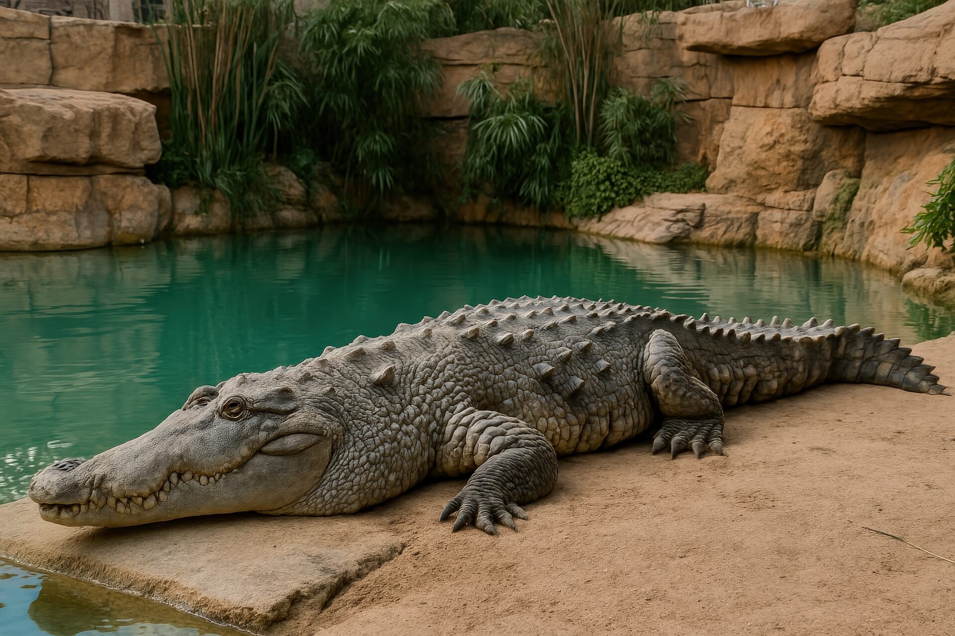 動物園にいるワニ