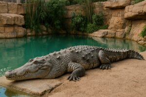 動物園にいるワニ