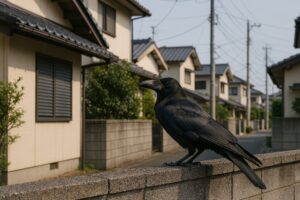 住宅街のカラス（夕方）