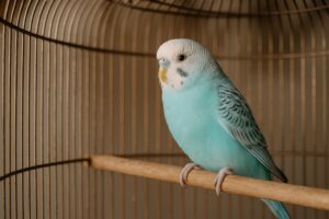 クラシカルな鳥かごのセキセイインコ