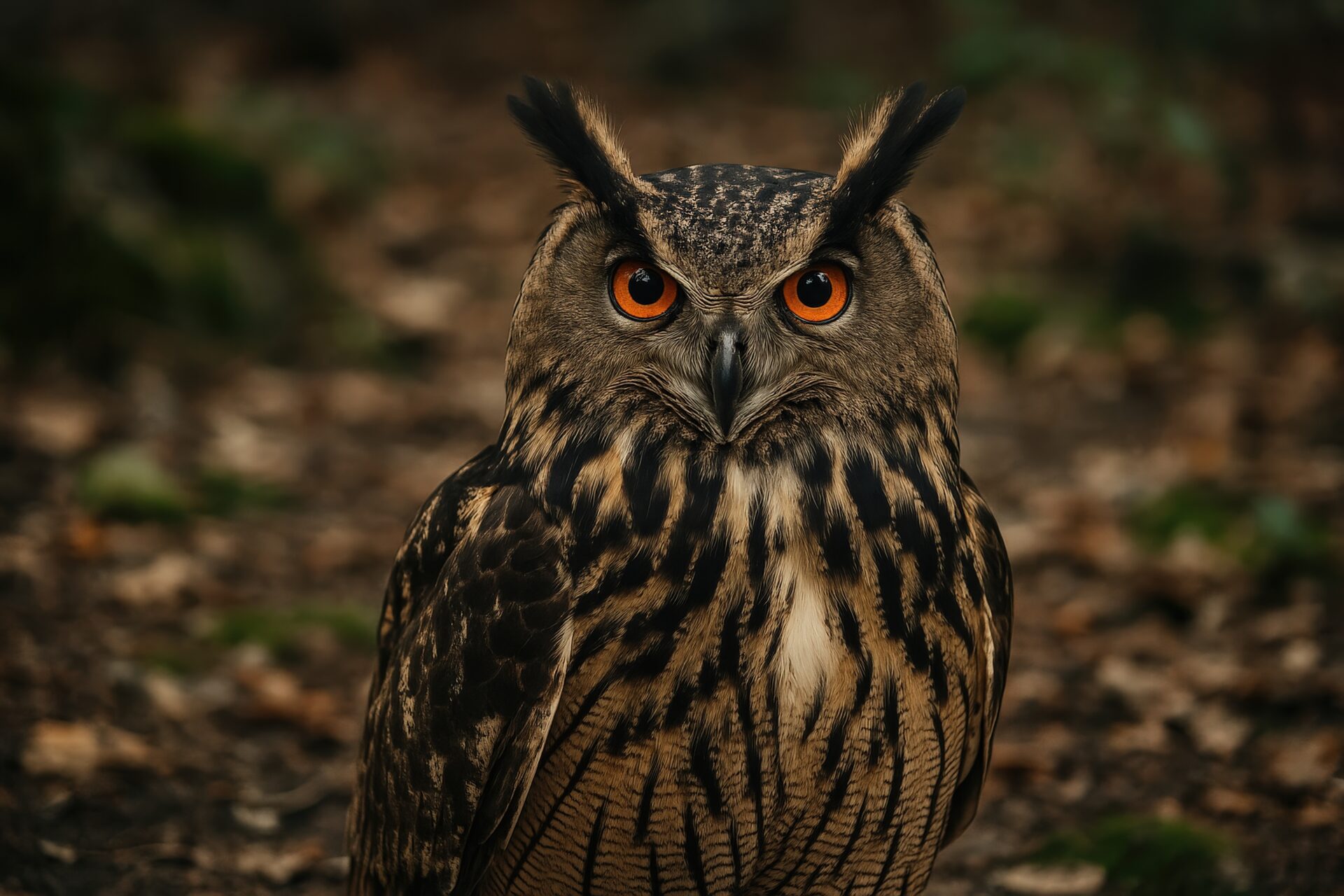 オレンジの目が印象的なワシミミズク