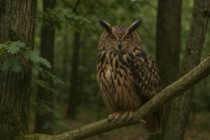 枝にとまるワシミミズク