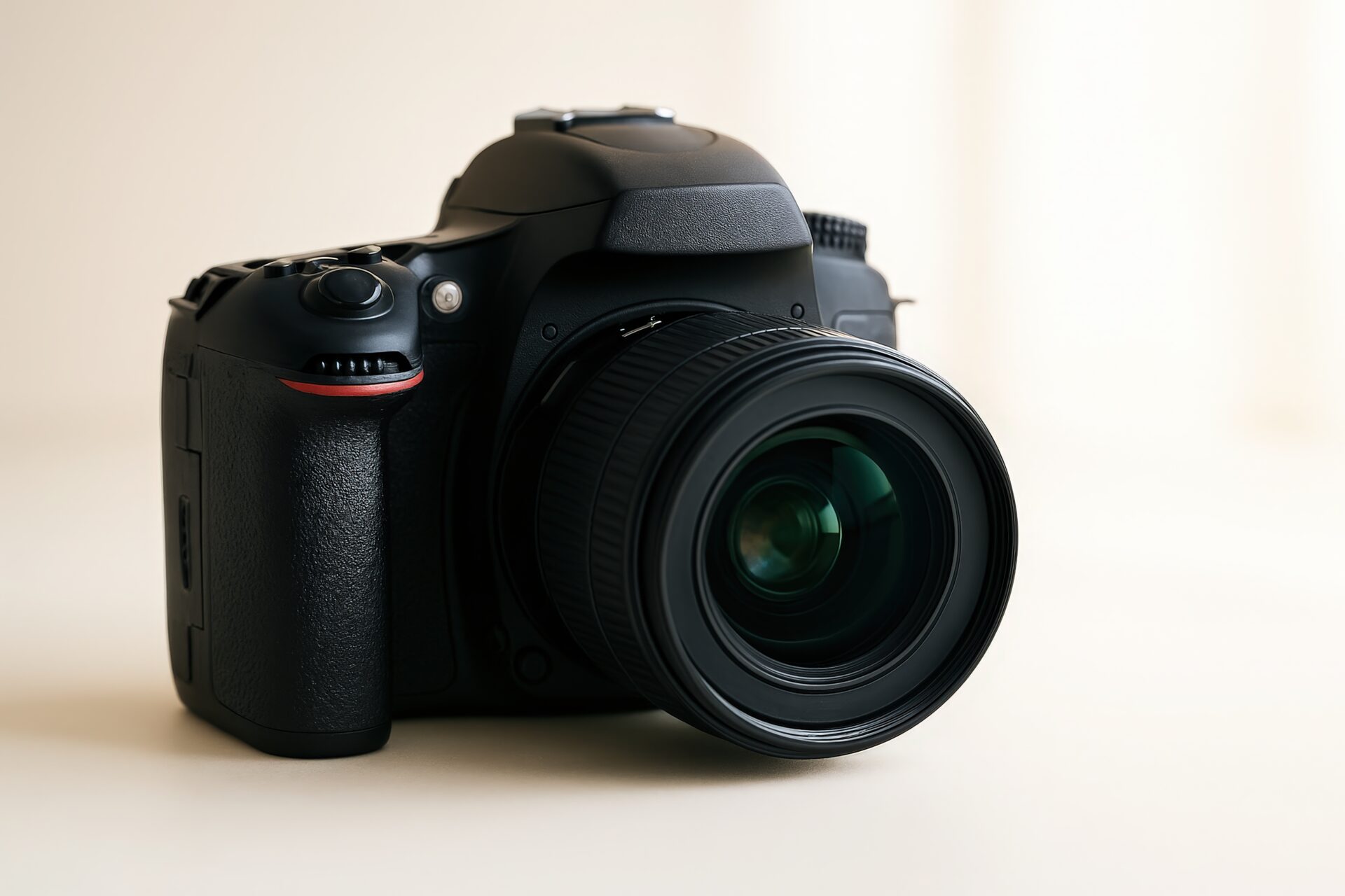 一眼レフカメラ（縦構図、明るい背景）