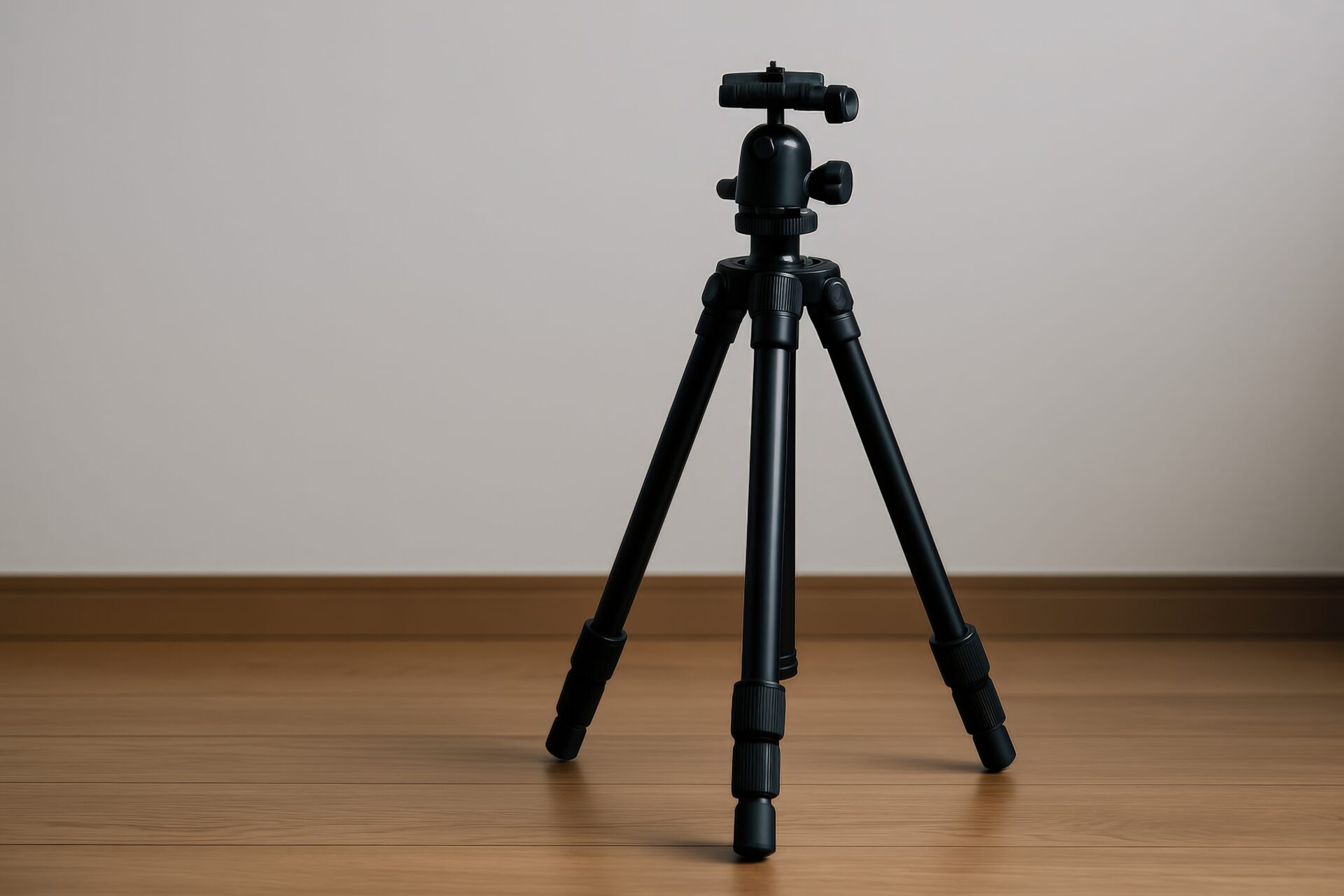 室内に置かれた黒い三脚