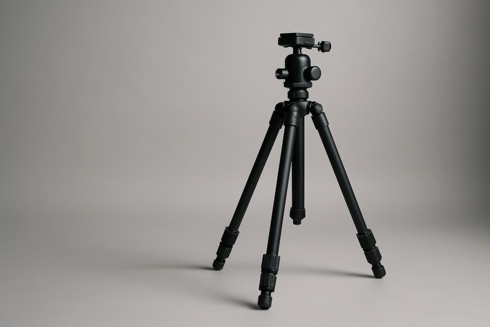 グレー背景で斜めから見た三脚