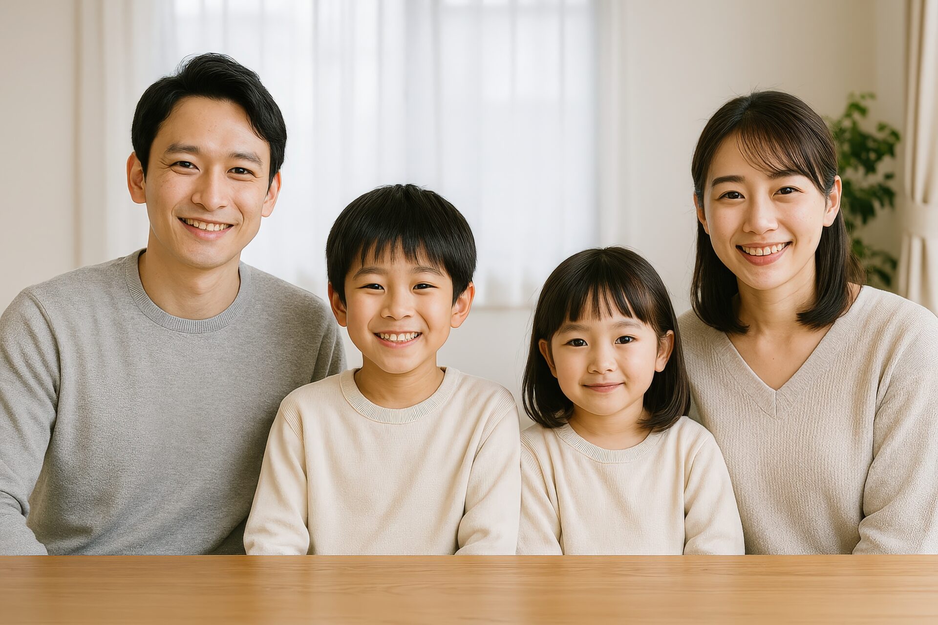 シンプルで穏やかな家族写真