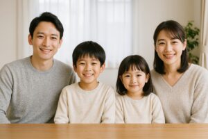 シンプルで穏やかな家族写真