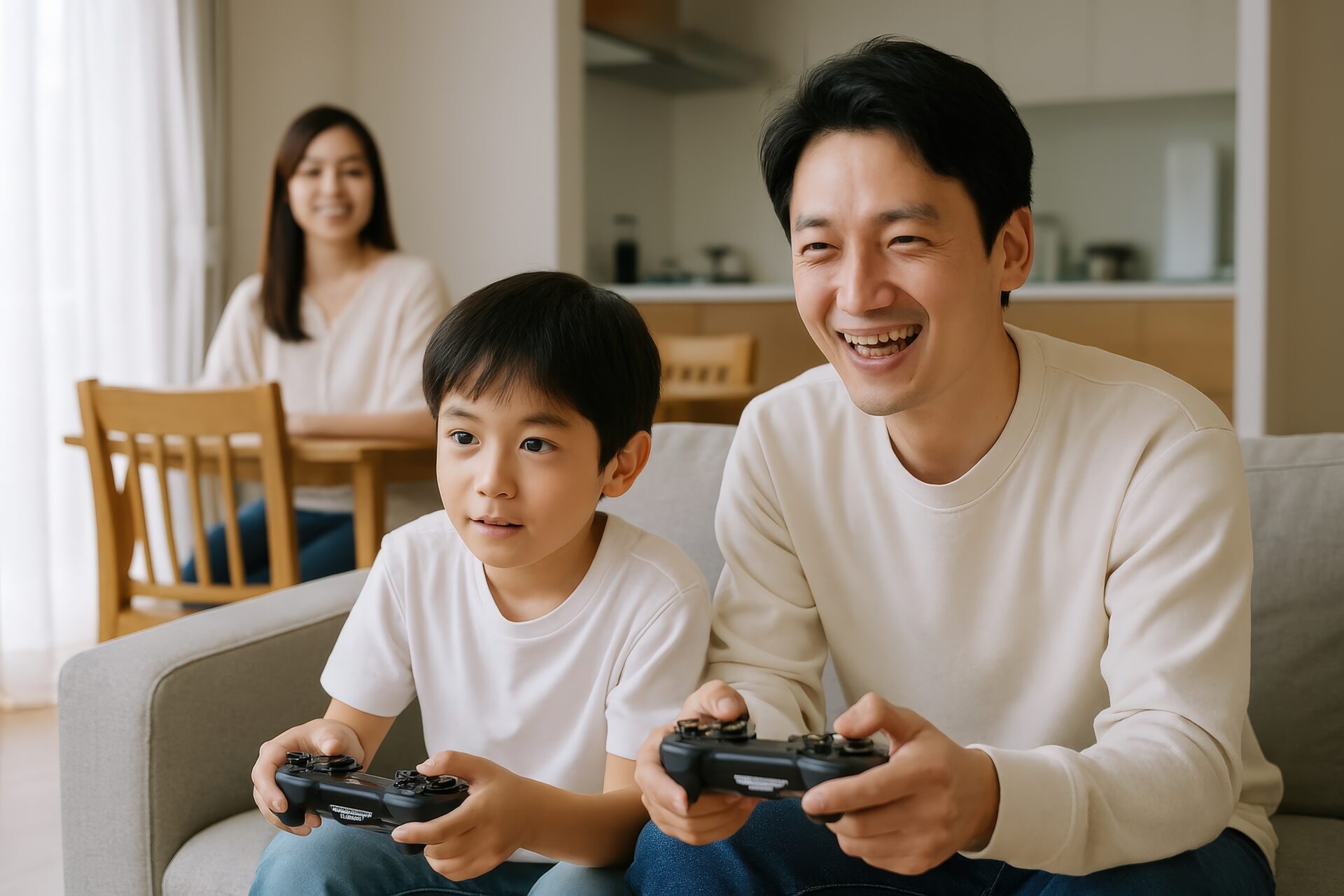 ゲームを楽しむ親子の時間