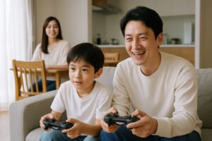 ゲームを楽しむ親子の時間