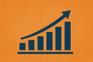 成長グラフのイラスト（オレンジ）