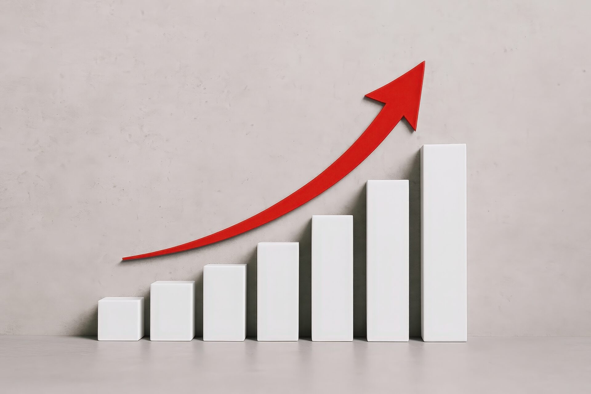 赤い矢印の立体成長グラフ