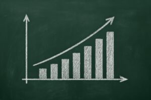 手描きの成長グラフ（矢印あり）