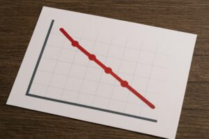 赤い折れ線の下落トレンド