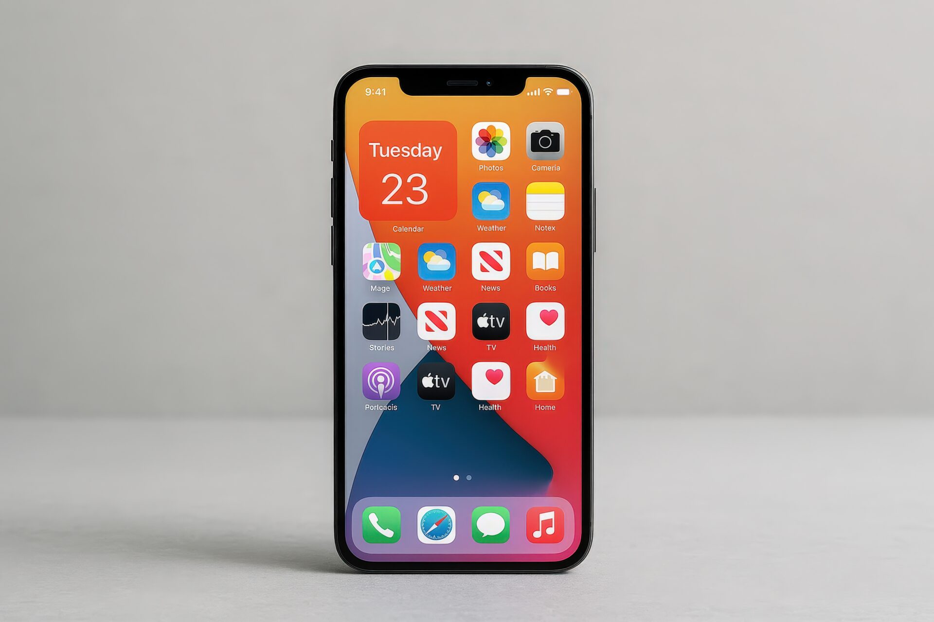 正面から見たスマートフォンのホーム画面