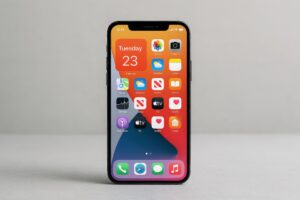 正面から見たスマートフォンのホーム画面