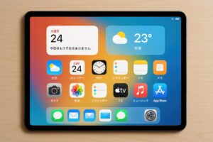 日本語のカレンダーが表示されたタブレット