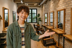 若手美容師が笑顔で紹介