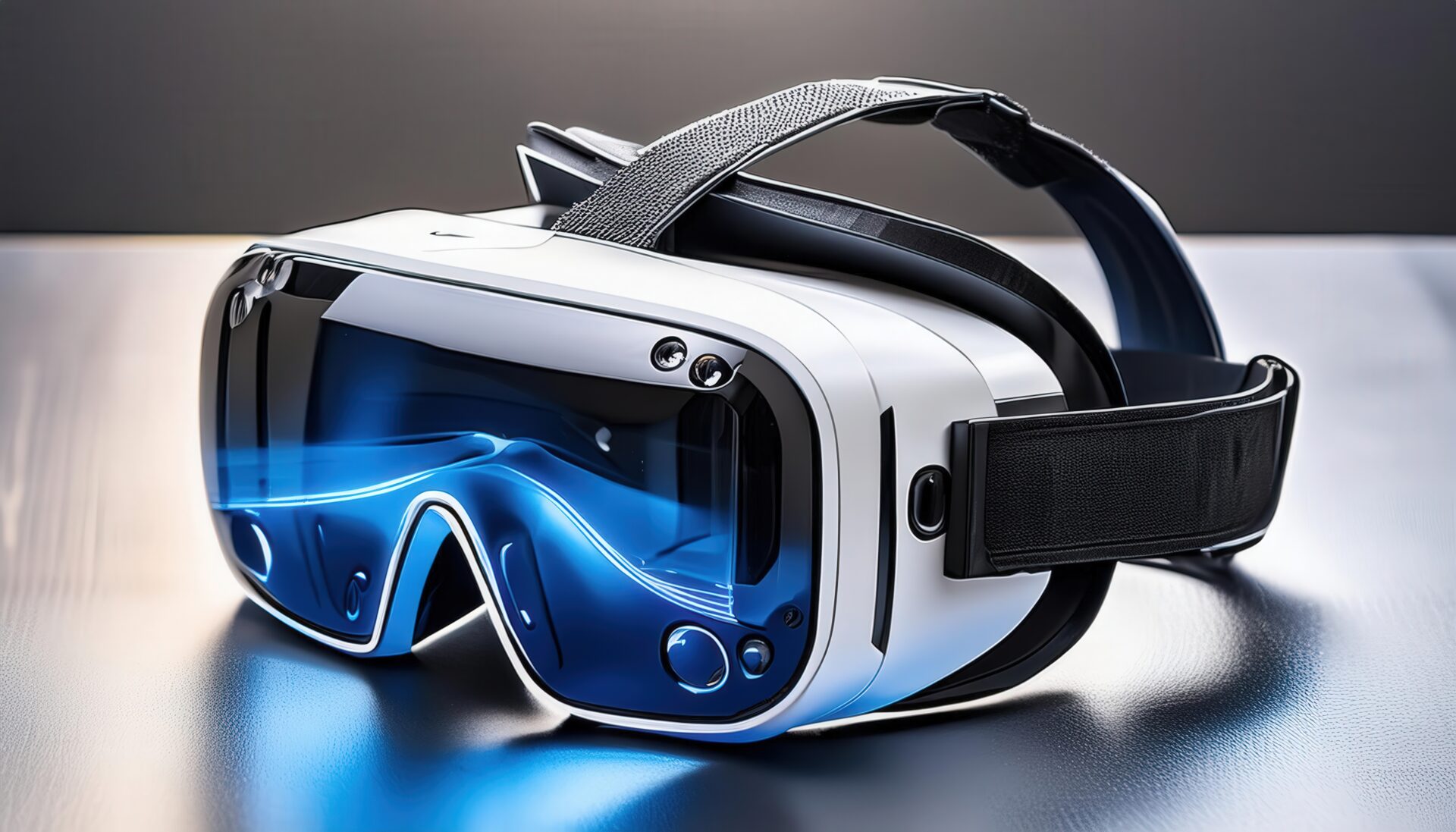 近未来的なデザインの白いARゴーグル