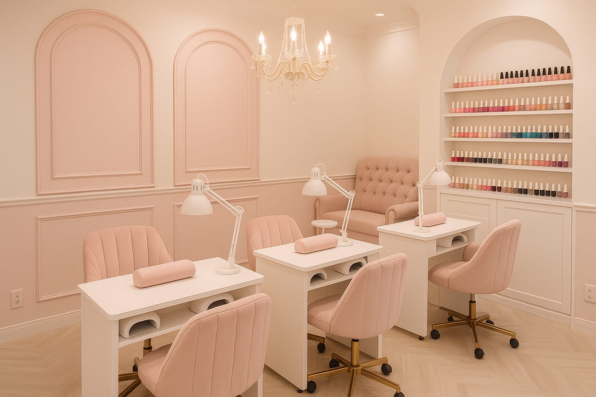 エレガントなピンクのネイルサロン