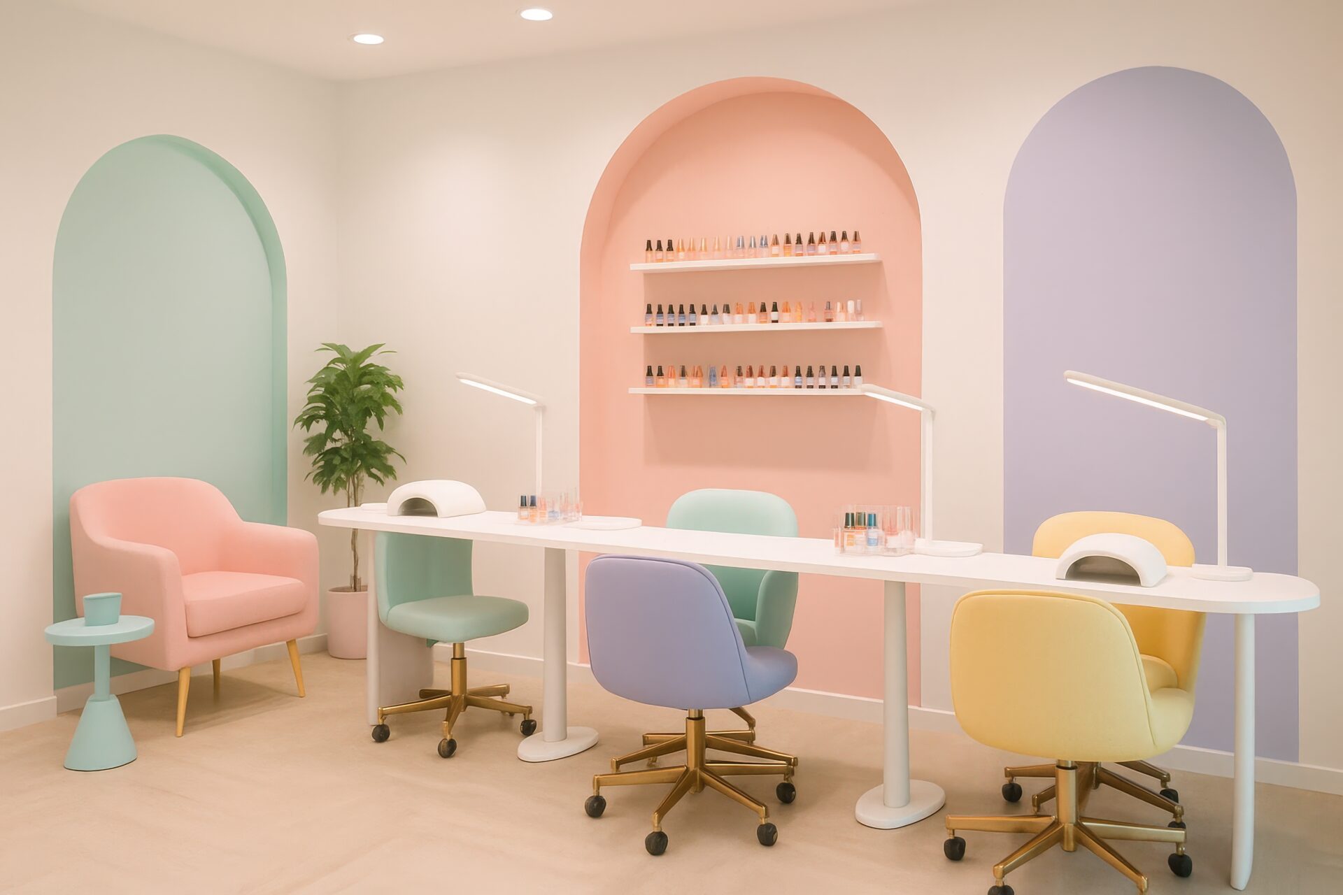パステルカラーのネイルサロン