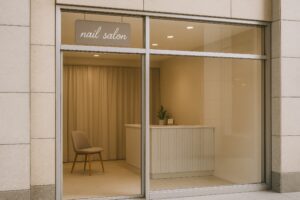 シンプルなネイルサロンのエントランス