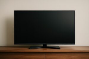 木製キャビネット上のテレビ
