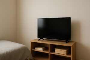 小型テレビと収納棚