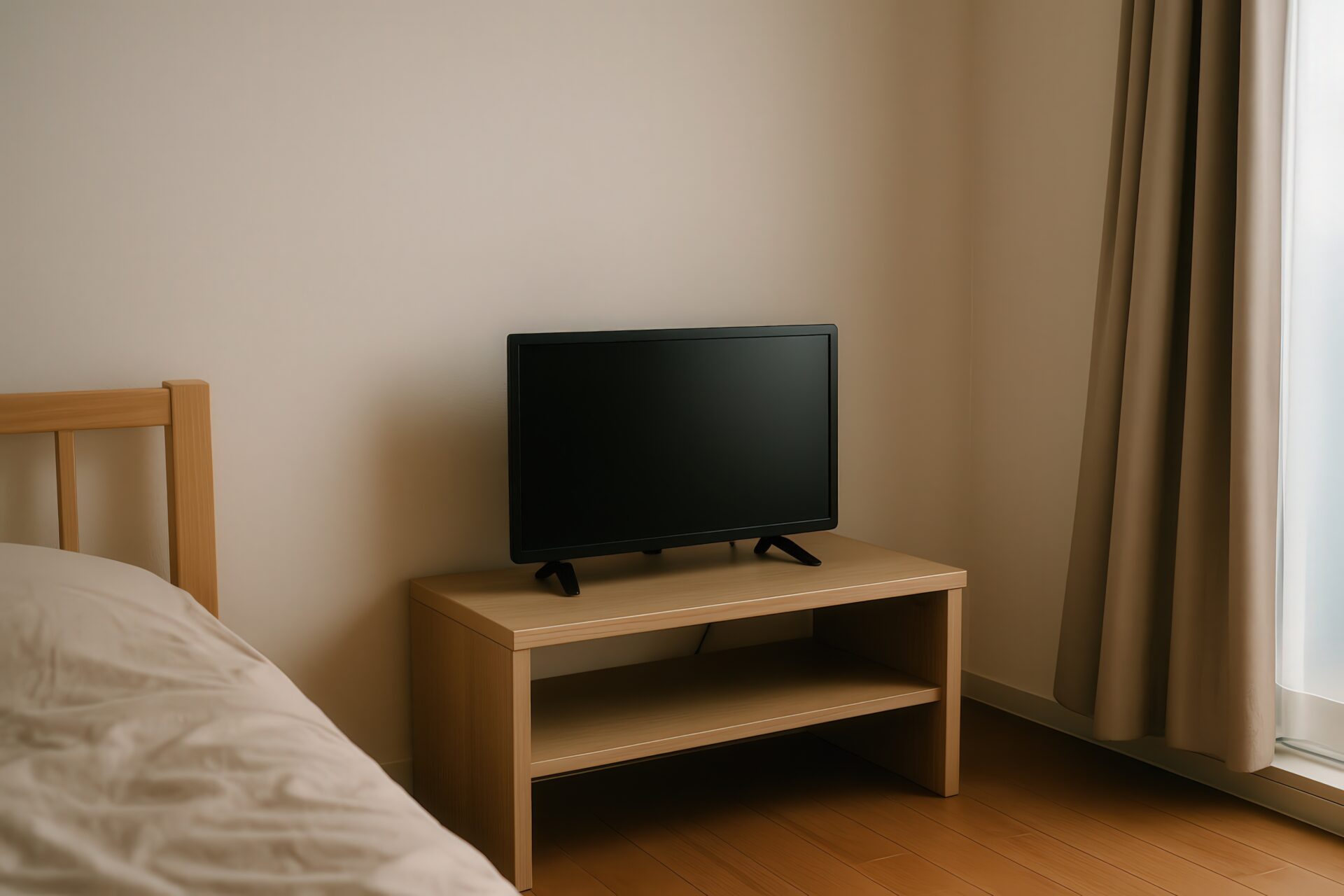ベッド横の小型テレビ