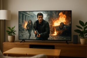 テレビで映るアクションシーン（昼）