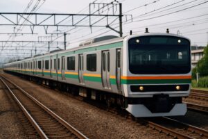 快速電車の正面（遠近）