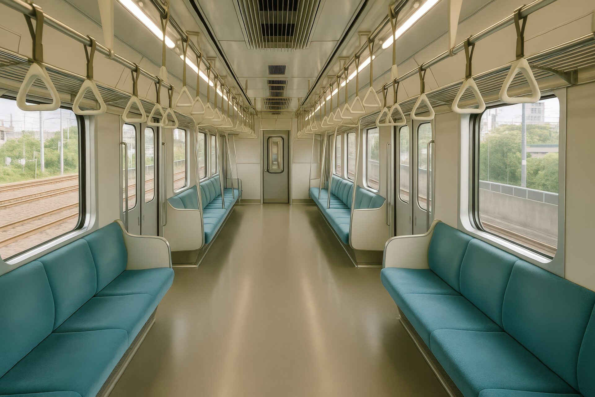 車内の様子（ライトブルーの座席）