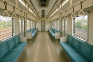 車内の様子（ライトブルーの座席）