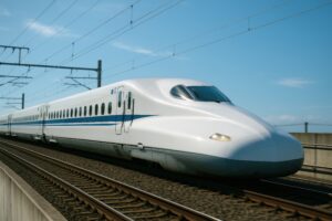 晴れた日に走る新幹線
